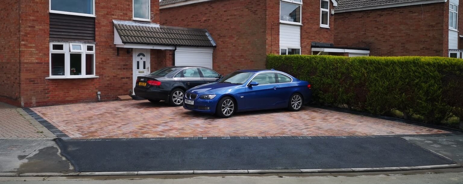 Block driveway with dropped kerb